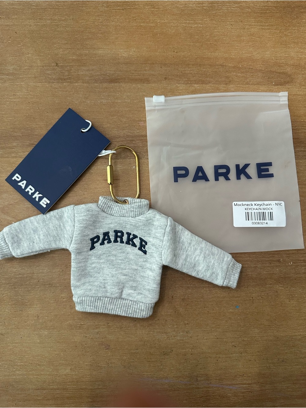 New Parke Mini Mockneck Keychain Sweatshirt with Navy Logo